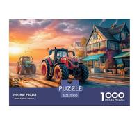 Tractors Racing Precise Cut Pieces Rural Sunset Scene Ideal for Stress Reduction, Mental Calmness And Enjoying Leisure Moments 70x50cm/1000pcs