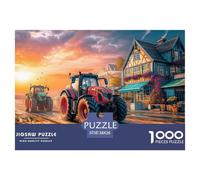 Tractors Racing Puzzle Per Appassionati D'Arte E Famiglie - 1000 Pezzi Museali Rural Sunset Scene Con Immagini Di Eccezionale Finezza Dettaglio - Regalo Di Valore Per Tutta La Famiglia (12+) 38x26cm/1
