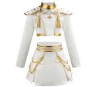 TRACYCY Bambina Costume Cosplay Anime Bianco Performance Show Uniforme Set Top e Gonna per Ragazze Natale Carnevale Halloween Festa Compleanno Mascherata Costume, 4-12 Anni, 150