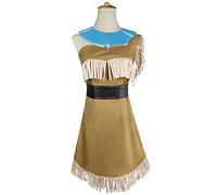 TRACYCY Costume da Pocahontas con Collana Donna Cosplay Principessa Indiana Pocahontas Vestito e Cinture Set 3 Pezzi per Adulta Halloween Carnevale Compleanno Fancy Dress Festa