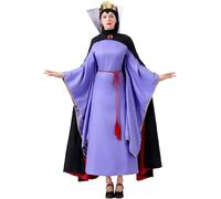 TRACYCY Evil Queen Costume Donna Cosplay Snow White Evil Queen Vestito e Mantella con Colletto Corona Cappa Set 5 Pezzi per Halloween Carnevale Festa Compleanno Mascherata Spettacoli Costume