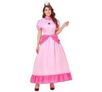 TRACYCY Principessa Peach Costume e Corona Donna Cosplay Pesca Daisy Rosalina Lungo Abito da Principessa per Halloween Carnevale Festa Compleanno Fancy Dress Costume Verde Rosa Giallo