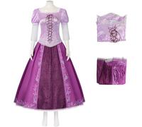 TRACYCY Raperonzolo Costume Donna Lungo Vestito da Sera Adulta Festival Fancy Dress Up Costume per Halloween Carnevale Compleanno Festa Cosplay Rapunzel Top Gonna Costume, Viola
