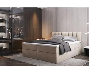 TRADA Letto Contenitore Matrimoniale PALERMO, 160x200cm, Beige | con Contenitori e Materasso Pocket H3, Elegante Letto con Materasso e Topper
