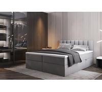 TRADA Letto Contenitore Matrimoniale PALERMO, 180x200cm, Grigio | con Contenitori e Materasso Pocket H3, Elegante Letto con Materasso e Topper