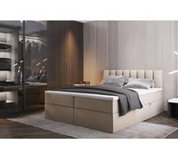 TRADA Letto Contenitore Matrimoniale PALERMO, 200x200cm, Beige | con Contenitori e Materasso Pocket H3, Elegante Letto con Materasso e Topper