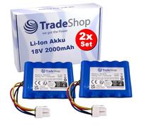 Trade-Shop - 2 batterie agli ioni di litio, 18 V/2000 mAh, compatibili con Ferrex R800 Smart, 800 m2 2021, compatibili con Kress Mission KR113, KR123E, Nano 600 KR101E