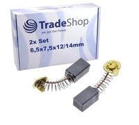 Trade-Shop - 2 spazzole per carbone, 6,5 mm x 7,5 mm x 12/14 mm, compatibili con Einhell TC-SM2131, TH-SM2131, BT-SM2131