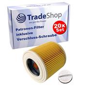 Trade-Shop - 20 filtri a cartuccia con tappo compatibile con Kärcher A 400 Plus, A 2099, A 2104, A 2199, A 2999, A 3100 OBI, A1000 A2000 A3000 Serie