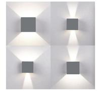Trade Shop - Applique Led Cubo Grigio Lampada Da Parete 5w 750lmn Luce Regolabile Updown Ip65 - Luce Naturale