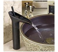 Trade Shop - Bagno Lavandino Lavabo Miscelatore Rubinetto Ottone Nero Cascata Basso