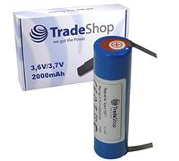 Trade-Shop Batteria agli ioni di litio da 3,6 V/3,7 V, 2000 mAh, compatibile con Bosch IXO (67 mm x 18,5 mm con saldatrici a U da 5 mm)