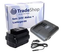 Trade-Shop Caricabatterie 24V + batteria NI-MH 24V 3000mAh ricambio per Dewalt DW0242-XRP DW0243 BHA24 DE0246 DE0249 DW0246 DW0249