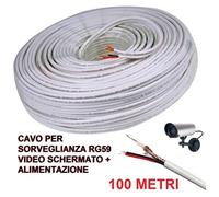 Trade Shop - Cavo Prolunga Telecamera Video Alimentazione Schermato 100 Mt Videosorveglianza