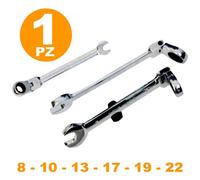 Trade Shop - Chiave Combinate A Cricchetto Chrome Vanadium Con Testa Snodabile Misura Mm - 10