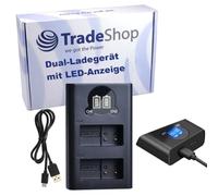 Trade-Shop Doppia batteria USB-C Dual Caricatore per 2 batterie con LCD compatibile con Panasonic Lumix DMC-GH2 DMC-GH2H DMC-GH2K DMC-G5 DMC-G5K DMC-G5X
