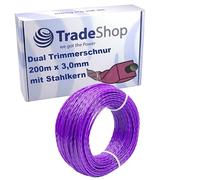 Trade-Shop Doppio filo per tagliaerba Twist 200 m x 3,0 mm con anima in acciaio, compatibile con Stihl Dolmar Husqvarna Echo WeedEater Craftsman