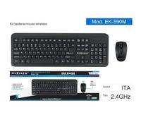 Trade Shop - KIT TASTIERA MOUSE WIRELESS 2.4GHZ LAYOUT ITALIANO PC WINDOWS MAC LINUS EK-590M -