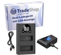 Trade-Shop Micro USB Tipo-C Doppia Batteria Caricatore Rapido per 2 Batterie con LCD Compatibile con Leica D-Lux, D-Lux 7, D-Lux Tipo 109, C-Lux
