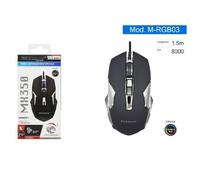 Trade Shop - MOUSE GAMING RGB CON FILO USB LUMINOSO 8000 DPI PER NOTEBOOK LAPTOP PC M-RGB03 -