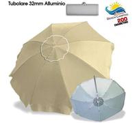 Trade Shop - Ombrellone Da Spiaggia Alluminio 2 Metri Con Snodo Tessuto Polyestere Palo 32 Mm