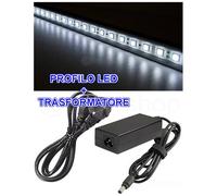 Trade Shop - Profilo Barra Alluminio Impermeabile 1 Metro A 72 Led 18w + Alimentatore Da 5 Ah - Calda Trasparente 5050