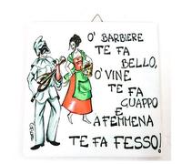 Trade Shop - Quadretto Piastrella Decorativa Porta Fortuna Ceramica O' Barbiere Te Fa Bel