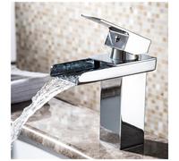 Trade Shop - Rubinetto Bagno Design Moderno A Cascata Miscelatore Monocomando Ottone Cromato