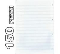 Trade Shop - Set 150 Fogli Forati Per Quaderni Ad Anelli Quaderno A4 A Righe Per Raccoglitore