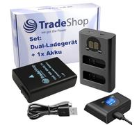 Trade-Shop Set 2 in 1: batteria 1030 mAh + caricatore USB Type-C Dual LCD compatibile con Nikon Coolpix P7000 P7100 P7700 P7800 P8000 / fotocamera digitale videocamera