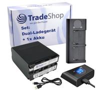 Trade-Shop Set 2 in 1: batteria 10400 mAh + USB-C Dual LCD caricatore rapido per 2 batterie compatibile con fotocamera Sony Digicam Camcorder DVD Player Video Recorder Walkman