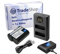 Trade-Shop Set 2 in 1: batteria 1900 mAh + caricatore USB-C Dual LCD compatibile con Nikon 1 V1, D7100, D750, D7000, D7200, D7500, D500, D600, D610, D780, D810