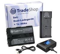 Trade-Shop Set 2 in 1: batteria 2000 mAh + USB doppio doppio LCD caricatore rapido compatibile con Sony NP-QM51 NP-QM70 NP-QM71 NP-QM71D NP-QM90 NP-QM91 NP-QM91D