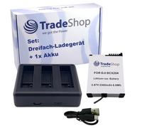 Trade-Shop Set 2 in 1: batteria 2300 mAh + USB-C LCD Triplo caricatore compatibile con DJI Osmo Action 3/4 / 5, BCX202, BCX204 / Action Camera Accessori