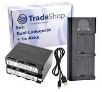 Trade-Shop Set 2 in 1: batteria 6800 mAh + caricatore USB doppio doppio LCD compatibile con Sony NP-F970 NP-FM50 NP-FM500H AC-SQ950D AC-VQ50 BC-VM50 DCC-L50B