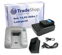 Trade-Shop Set 2 in 1: batteria agli ioni di litio 14,4 V/2000 mAh + caricatore con USB compatibile con Black & Decker EPL148 K EPL14K EPL14KB HP146F4L HP146F4LBK
