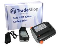 Trade-Shop Set 2 in 1: batteria agli ioni di litio 18 V 2500 mAh + caricatore compatibile con Gardena 5ICR18/65 967102001 CS-GRA180PW 5039 8866 8877 881 9335 9837 9823