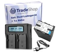 Trade-Shop Set 2 in 1: batteria agli ioni di litio 6,6 Ah + caricatore LCD Dual USB con cavo di alimentazione compatibile con Sony BP-U30 BP-U35 BP-U60 BP-U65 BP-U70 BP-U90 BP-U95