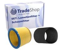 Trade-Shop Set 2 in 1: filtro a lamelle + filtro in schiuma compatibile con Kärcher 6.904-170.0 6.904-042.0, Parkside 72800205 / accessori per aspirapolvere