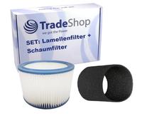 Trade-Shop Set 2 in 1: filtro rotondo + filtro in schiuma compatibile con Bosch GAS 15, 20, 25, 15 L, 20 L SFC, 1200, 12-25/12-25PS, 15 L Professional