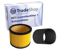 Trade-Shop Set 2 in 1: filtro rotondo + filtro in schiuma compatibile con Einhell Inox 1100, 1250, 1450, 1500, RT-VC 1500 WM, 1600 E, 1630 SA, YPL 1400/30