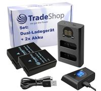Trade-Shop Set 3 in 1: 2 batterie 1030 mAh + caricatore USB-C Dual LCD compatibile con Nikon D3100 D3200 D3300 D3400 D3500 D5100 D5200 D5300 D5500 D5600 Df fotocamera