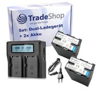 Trade-Shop Set 3 in 1: 2 batterie agli ioni di litio 6,6 Ah + caricatore LCD Dual USB con cavo di alimentazione compatibile con Sony BP-U30 BP-U35 BP-U60 BP-U65 BP-U70 BP-U90 BP-U95