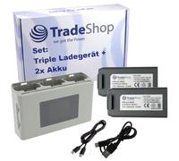 Trade-Shop Set 3 in 1: 2 batterie ai polimeri di litio da 2500 mAh + caricatore USB-C Triple Power Bank compatibile con DJI Mini 2 / SE, Mavic Mini SE Drone