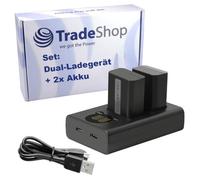 Trade-Shop Set 3 in 1: 2 batterie da 1,3 Ah + USB-C Dual LCD, ricarica compatibile con Sony Alpha 7 (ILCE-7) Alpha 7 II (ILCE-7M2) Alpha 7R (ILCE-7R) / fotocamera