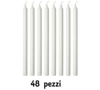 Trade Shop - Set 48 Pezzi Candele Bianche Lunghezza 19cm In Cera Non Profumate Per Candeliere