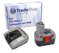 Trade-Shop Set: caricatore + batteria NI-MH 14,4 V 3000 mAh compatibile con Bosch PSR 14.4 PSR14.4-2 PSR14.4N PSR14.4VE2 PSR1440 PSR1440B PST14.4V PSR14.4VE2B
