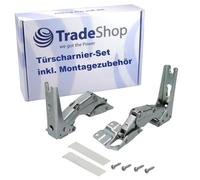 Trade-Shop Set di 2 cerniere piatte nella parte superiore inferiore compatibili con Küppersbusch 440133 430332 430156 430157 430331, compatibile con Brandt 41X0396