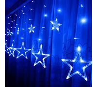 Trade-Shop Tenda a LED con stelle illuminate, 2,5 m x 1 m, blu per Natale, feste, decorazione per finestre, vetrine, ghirlande