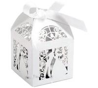 TrAdE shop Traesio - 100 Scatole Regalo Portaconfetti Porta Confetti Dolci Bianco Matrimonio Wedding